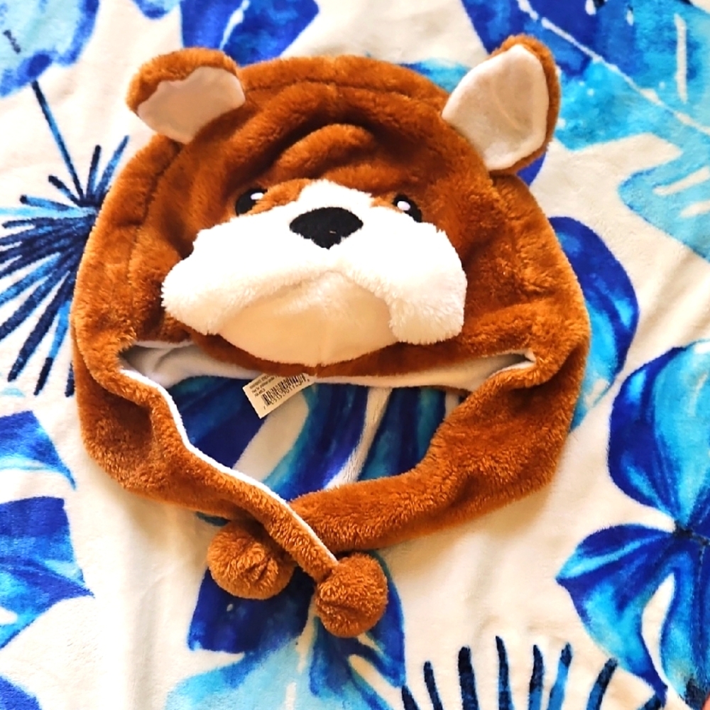 Brown Plush Dog Hat for Kids